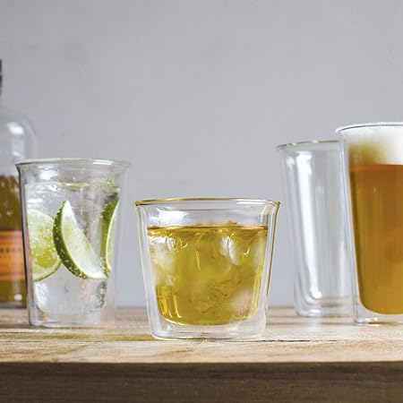 KINTO 290Ml Double Wall Cocktail Glass Heat Resistant Microwave Safe