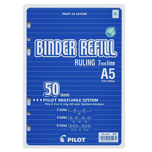 Pilot A5 Binder File System with 7mm Horizontal Ruled Lines - PBLA511-Kiichin - The #1 Place for Japanese Goods in Your Hand!