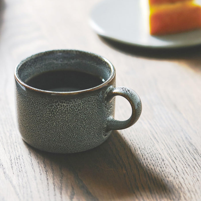 Aito Itsumo Coffee Cup and Plate Set 250ml Gray Mino Ware Dishwasher Safe