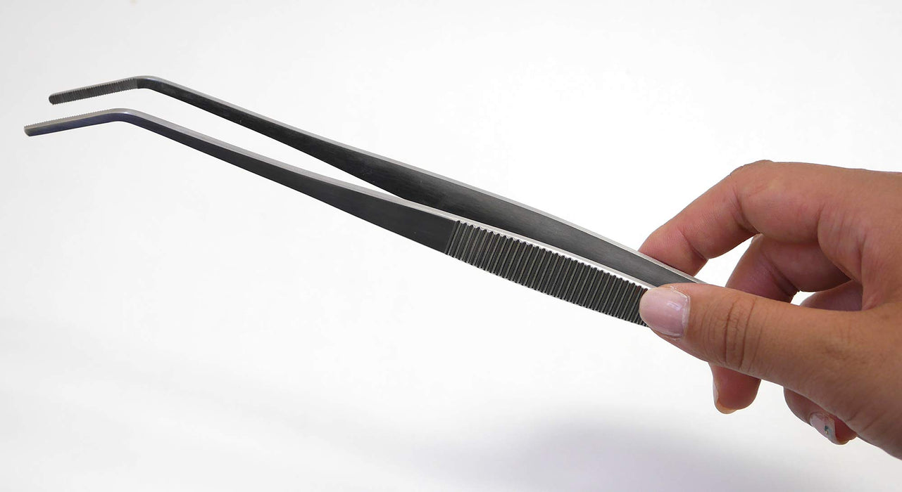 Anex No.159 Stainless Steel Serrated Tweezers with Curved Tip 300mm-Kiichin - The #1 Place for Japanese Goods in Your Hand!