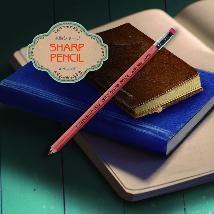 Ohto Aps-280 Mechanical Pencil with Eraser - Natural Wooden Shaft-Kiichin - The #1 Place for Japanese Goods in Your Hand!