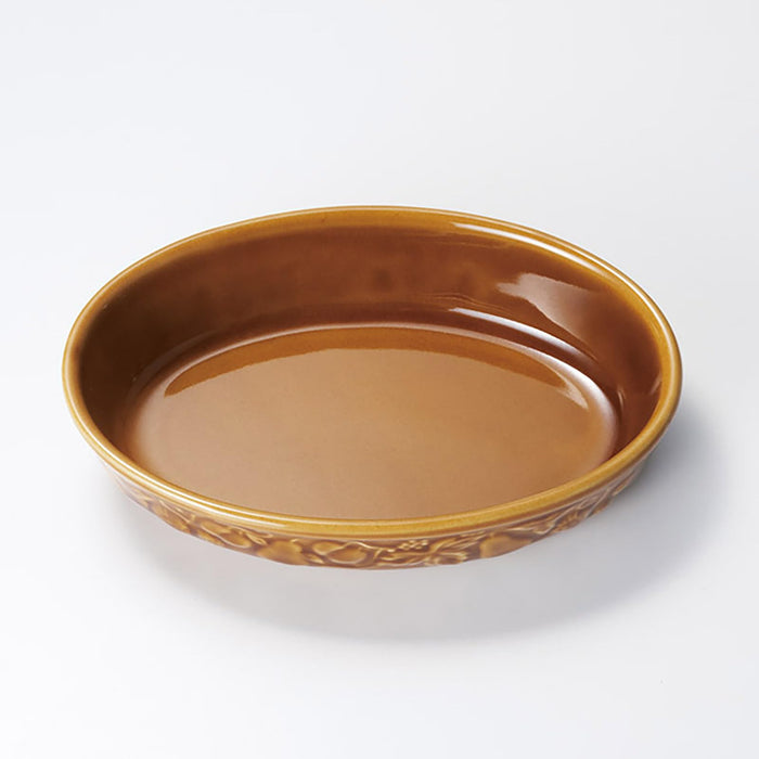 Santo 19Cm Ceramic Gratin Dish Olive Design Oven Microwave Safe Made in Japan