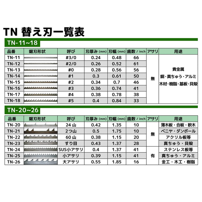 Engineer Metal Saw Replacement Blade Size 0 Model TN-13-Kiichin - The #1 Place for Japanese Goods in Your Hand!