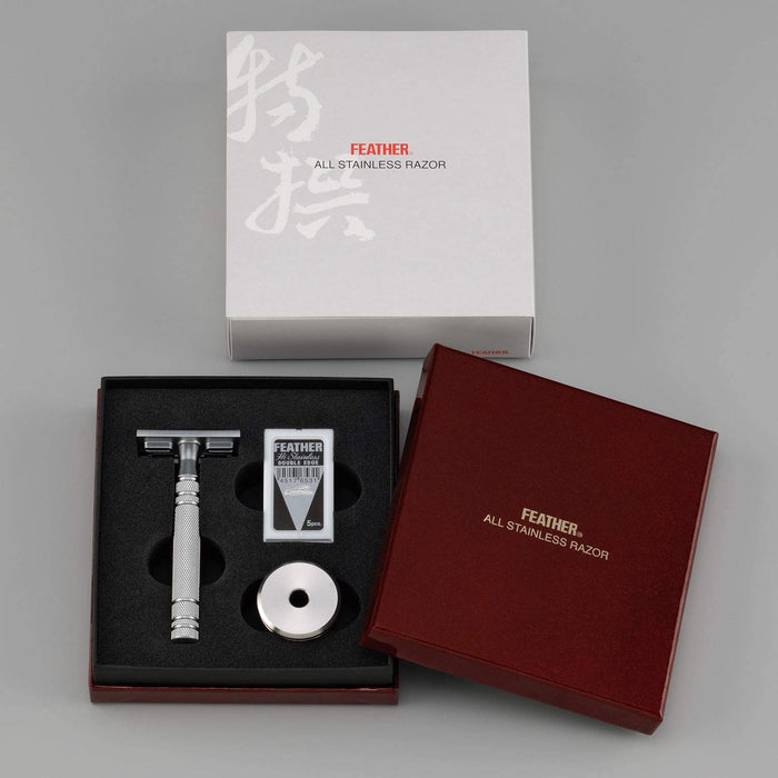 Feather Safety Razor - High Quality Stainless Steel Men's Razor with Stand and 2 Blades Made in Japan-Kiichin - The #1 Place for Japanese Goods in Your Hand!