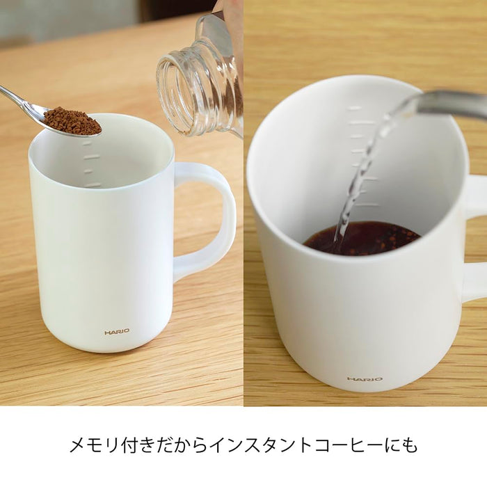 Hario White Ceramic Double Layer Vacuum Insulated Mug with Lid 470ml