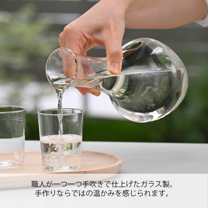 Hario Cool Carafe N 360mL Transparent Gray Soda Glass with Ice Pocket