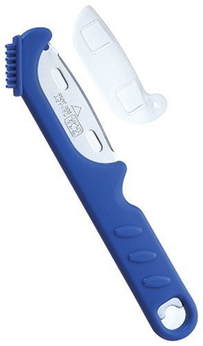 Hasegawa Knives BS-2500H Blue Scissors with Label Scraper Feature-Kiichin - The #1 Place for Japanese Goods in Your Hand!