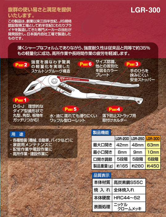 Igarashi Plyer LGR-300 Monster G 300mm Lightweight Plastic Made in Japan-Kiichin - The #1 Place for Japanese Goods in Your Hand!