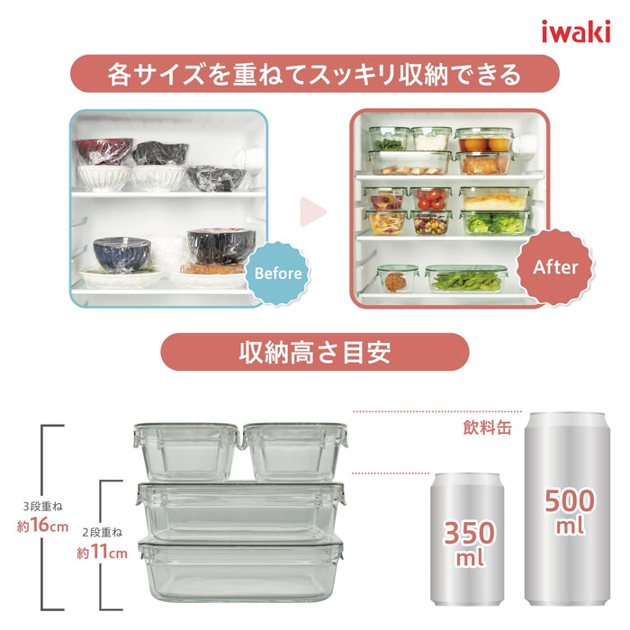 Iwaki Medium Green Heat-Resistant Glass Butter Storage Container 500Ml