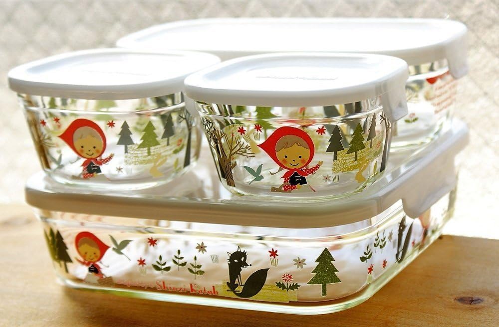 Iwaki Large 1.2L Heat-Resistant Glass Storage Container with Red Hood