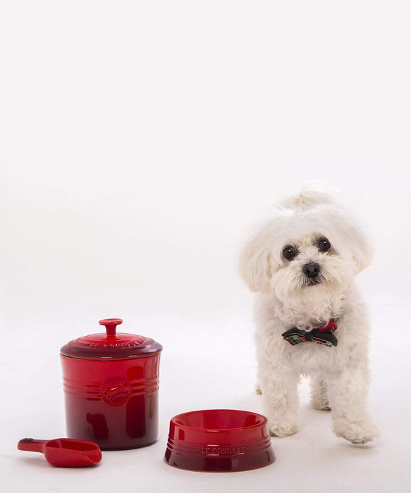 Le Creuset Cherry Red Pet Food Container with Scoop for Dogs and Cats-Kiichin - The #1 Place for Japanese Goods in Your Hand!