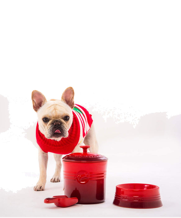 Le Creuset Cherry Red Pet Food Container with Scoop for Dogs and Cats-Kiichin - The #1 Place for Japanese Goods in Your Hand!