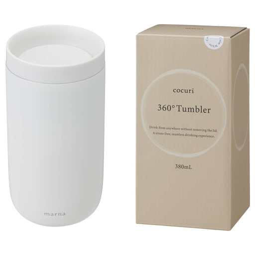 Marna 360 Tumbler 380ml Calm White Vacuum Insulated Lid Coffee Cup-Kiichin - The #1 Place for Japanese Goods in Your Hand!