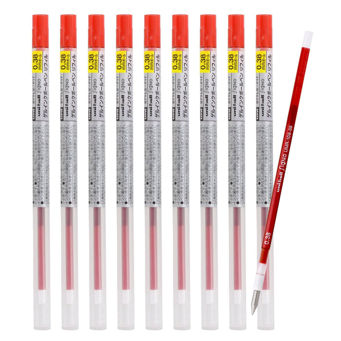 Mitsubishi Pencil Style Fit Signo 0.38 Red Ballpoint Pen Refill Pack of 10-Kiichin - The #1 Place for Japanese Goods in Your Hand!