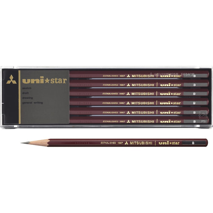 Mitsubishi Pencil Unistar B Pack of 12 High-Quality Writing Pencils-Kiichin - The #1 Place for Japanese Goods in Your Hand!