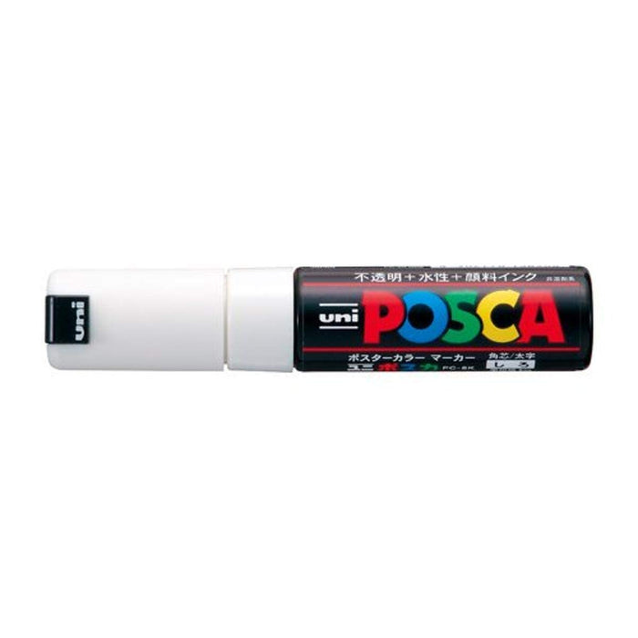 Mitsubishi Pencil Uni Bold White Marker with Square Lead and Water-Based Pigment PC8K.1-Kiichin - The #1 Place for Japanese Goods in Your Hand!