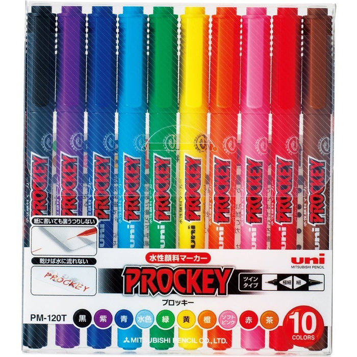 Mitsubishi Pencil Plocky Twin Extra Fine 10 Color Water-Based Pen Set-Kiichin - The #1 Place for Japanese Goods in Your Hand!