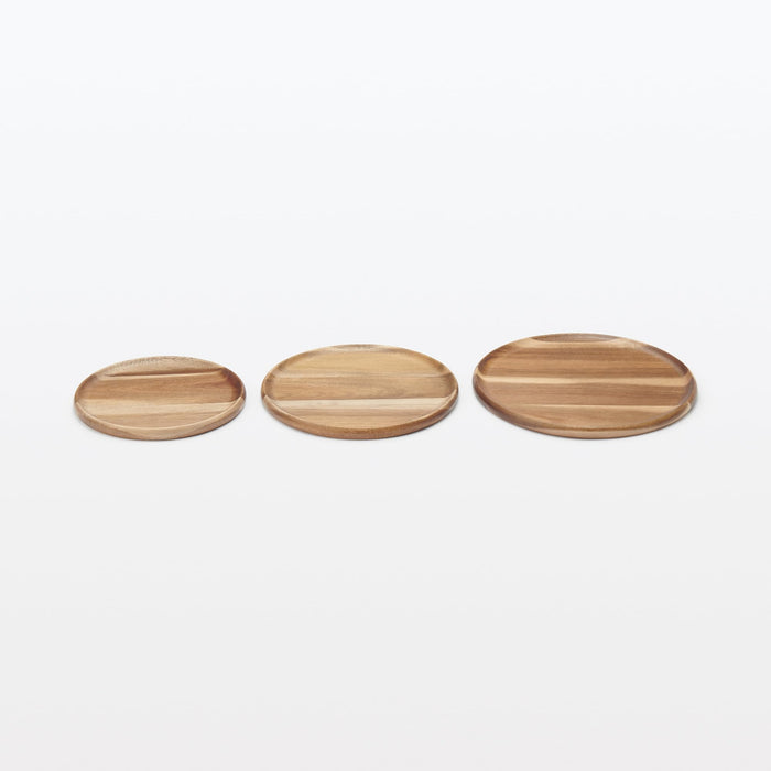 Muji Acacia Round Cutting Board and Plate 21cm Diameter Versatile Use