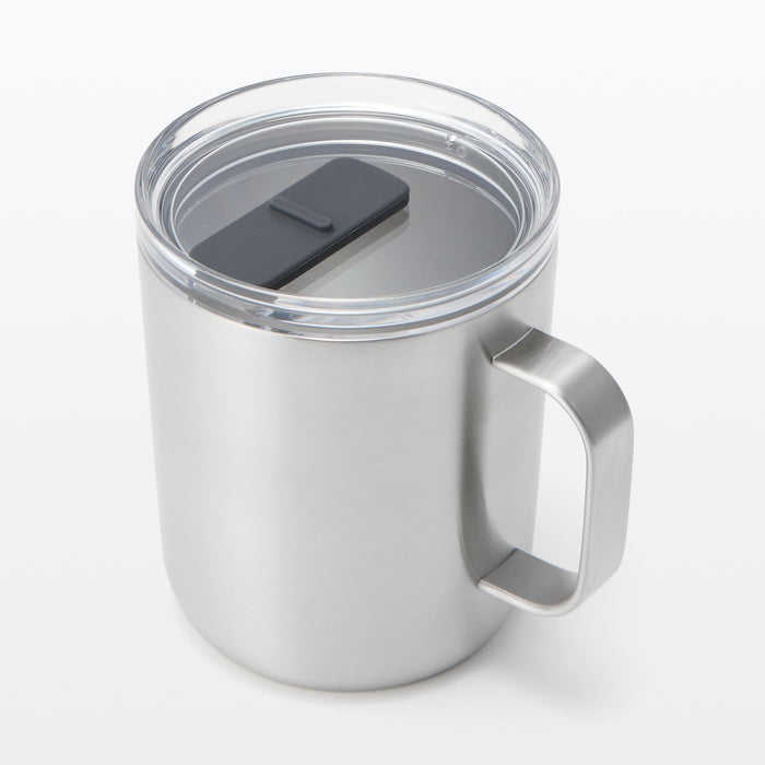 Muji Silver 400ml Graduated Hot Cold Mug With Lid 84334627