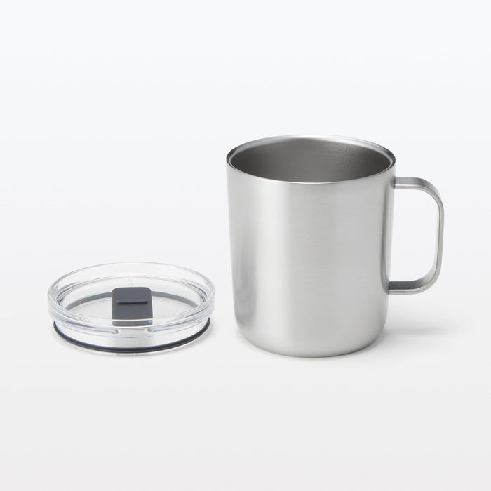 Muji Silver 400ml Graduated Hot Cold Mug With Lid 84334627