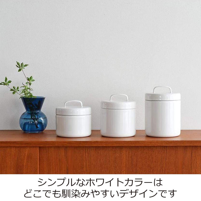 Noda Horo Nichi Nichi Dogu White Enamel Storage Canister Made in Japan S