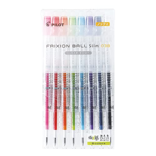 Pilot Frixion Ball Slim 0.38 8 Color Set Transparent Body Erasable Ballpoint Pen-Kiichin - The #1 Place for Japanese Goods in Your Hand!