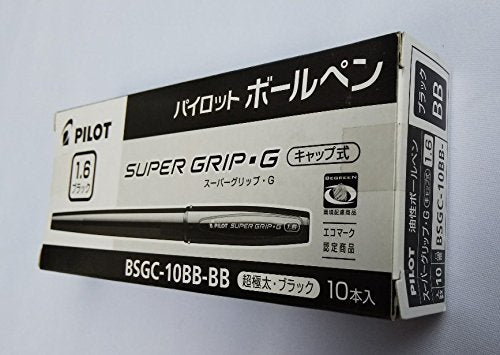 Pilot Super Grip G Oil-Based Black Ballpoint Pens 1.6mm Thick Cap Type Set of 10-Kiichin - The #1 Place for Japanese Goods in Your Hand!