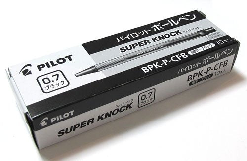 Pilot Super Knock Clear Black Ink Ballpoint Pen Oil-Based 10-Pack-Kiichin - The #1 Place for Japanese Goods in Your Hand!