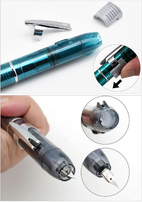 Platinum Curidas Extra Fine Knock Type Fountain Pen Graphite Smoke with Love Sticker-Kiichin - The #1 Place for Japanese Goods in Your Hand!