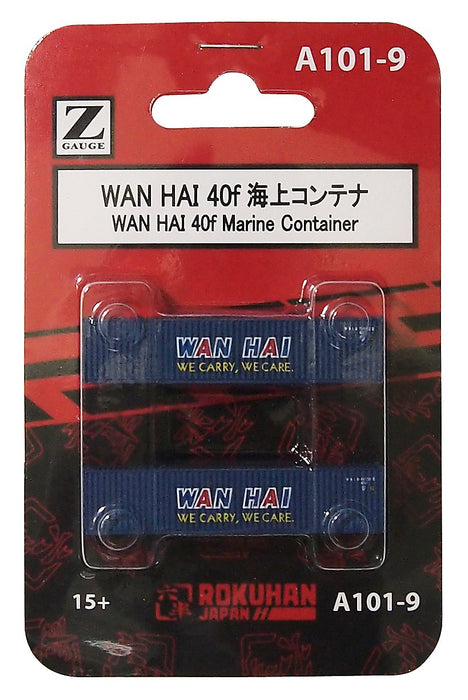 Rokuhan Z Gauge A101-9 Wan Hai 40F Sea Container Set (2 Pieces)-Kiichin - The #1 Place for Japanese Goods in Your Hand!
