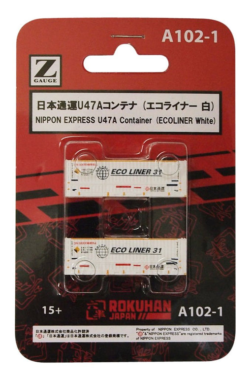 Rokuhan Z Gauge A102-1 Eco Liner White Nippon Express U47A Container 2 Pieces-Kiichin - The #1 Place for Japanese Goods in Your Hand!