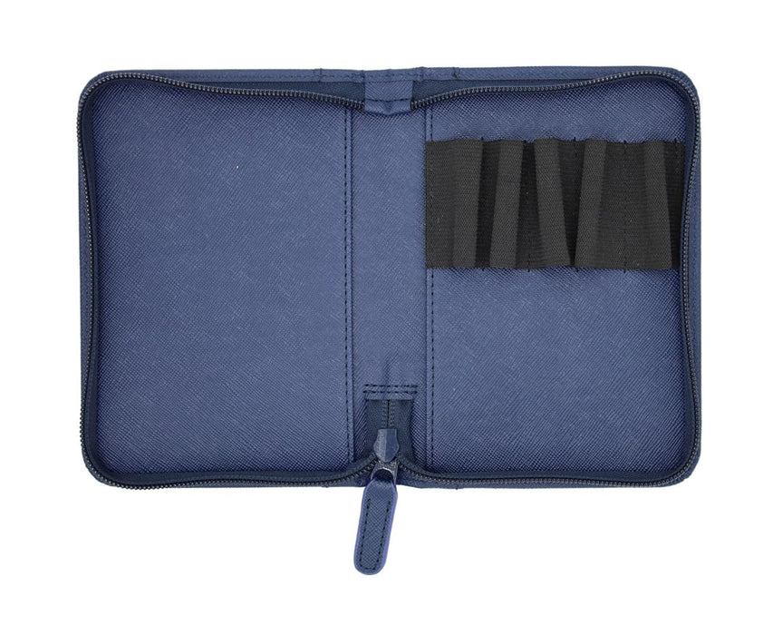 Sailor Fountain Pen Collection Case Genuine Leather Side Zipper Dark Blue Holds 5 Pens-Kiichin - The #1 Place for Japanese Goods in Your Hand!