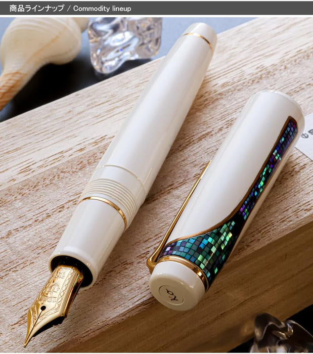 Sailor 21K MF Fountain Pen Makie Bunbo Lotus Design 10-8071-310 White GT Trim-Kiichin - The #1 Place for Japanese Goods in Your Hand!