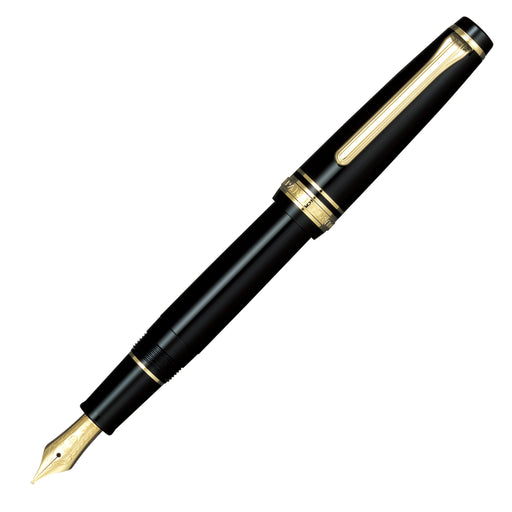 Sailor Professional Gear Slim Black Fountain Pen Medium Point Gold Trim 11-1221-420-Kiichin - The #1 Place for Japanese Goods in Your Hand!