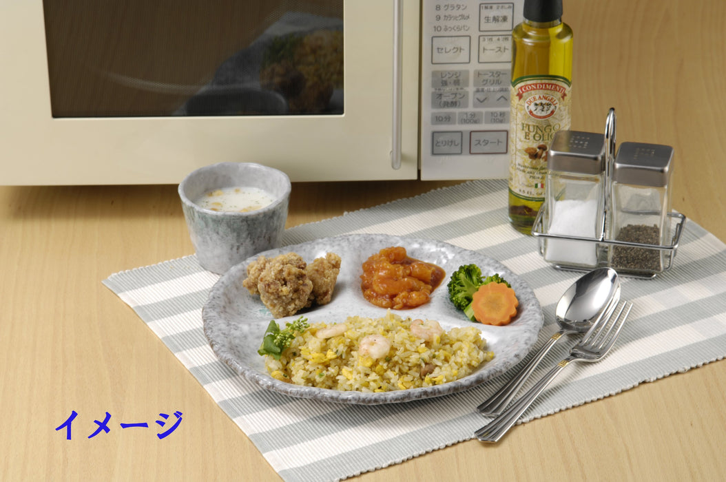 Santo Ceramic Divided Plate Blue Leaves Microwave Safe Japan Made 12212