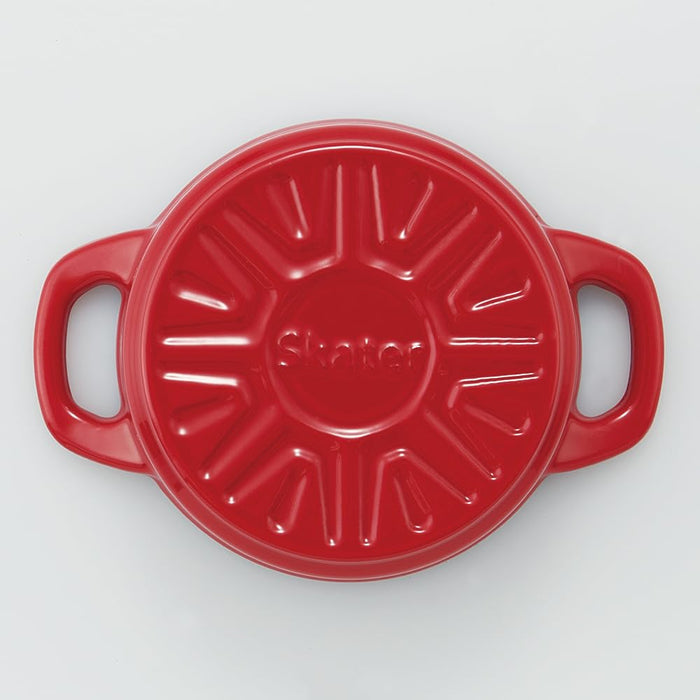 Skater Cocotte Pot Paprika Red 12Cm Iron Enameled Double Handle Oven Safe