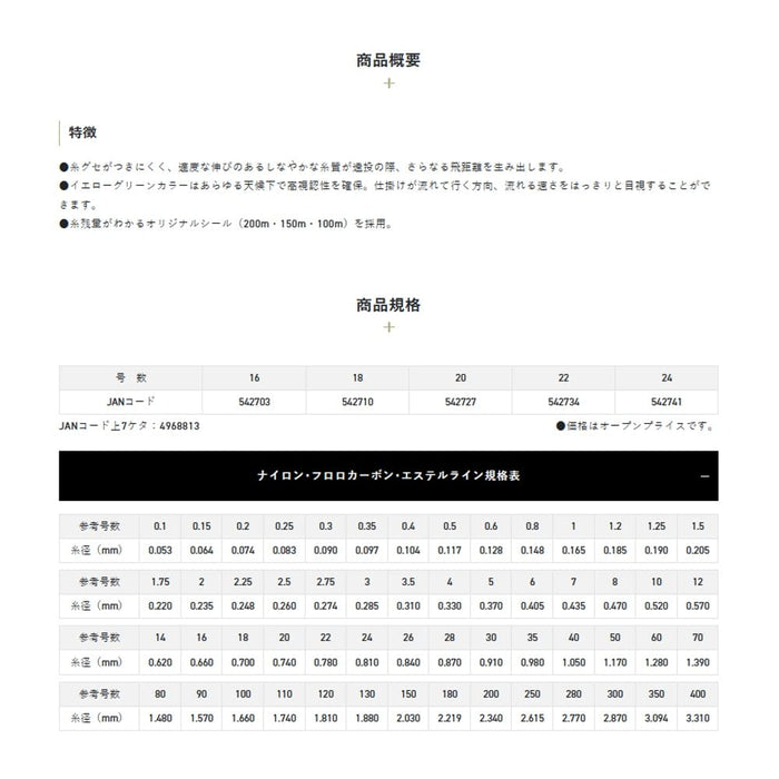 Sunline Ishidai Long-Distance Cast Line 300M No.16 Yellow Green-Kiichin - The #1 Place for Japanese Goods in Your Hand!