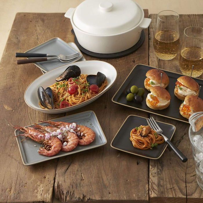 Tamaki Curry Plate Gray 27Cm Edge Line Microwave & Dishwasher Safe T-918715