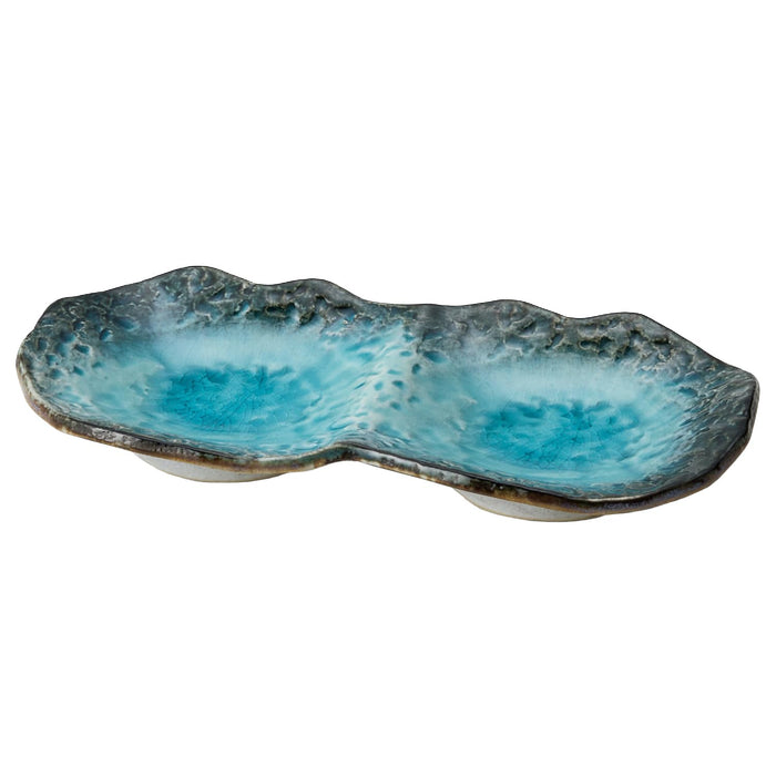 Tamaki Kanade 2-Piece Small Blue Mino Ware Plate Set Microwave Safe-Kiichin - The #1 Place for Japanese Goods in Your Hand!