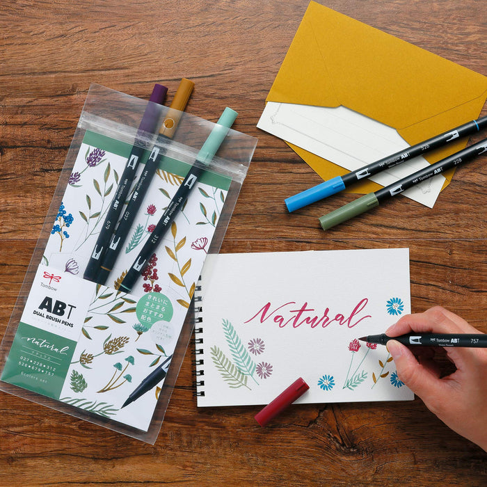 Tombow Dual Brush Pen Set 6 Color Variety in Natural Shades - AB-T6CNT-Kiichin - The #1 Place for Japanese Goods in Your Hand!