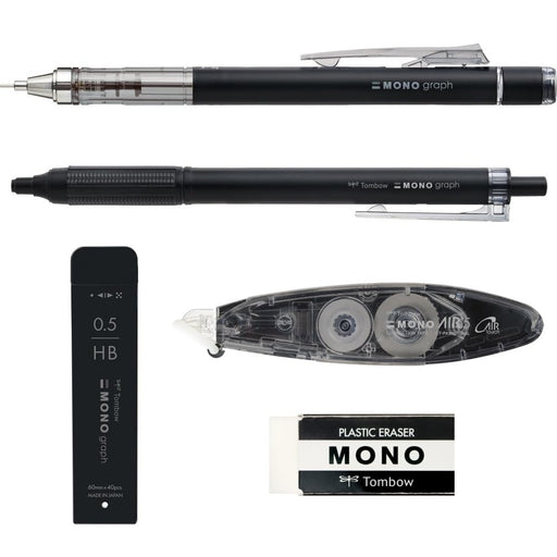 Tombow Mono Grayscale Stationery Set - Mechanical Pencil Lead Eraser Pen Correction Tape-Kiichin - The #1 Place for Japanese Goods in Your Hand!