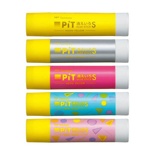 Tombow Neon Yellow Pencil Glue Stick Disappearing Color Assorted 5-Pack Hcb-512Xaz-Kiichin - The #1 Place for Japanese Goods in Your Hand!