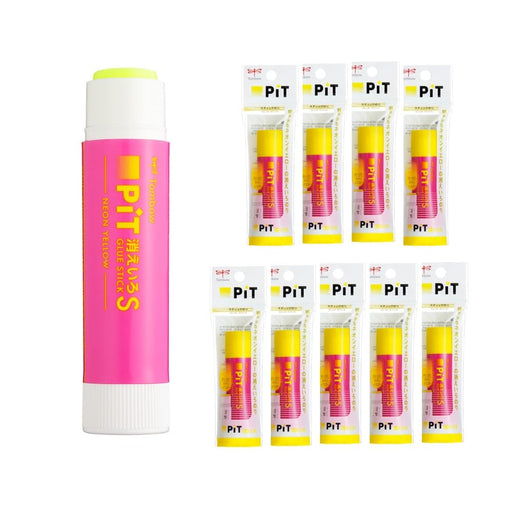 Tombow Neon Yellow Pencil Glue Stick Set of 10 Disappearing Pink Color HCB-011CTU-Kiichin - The #1 Place for Japanese Goods in Your Hand!
