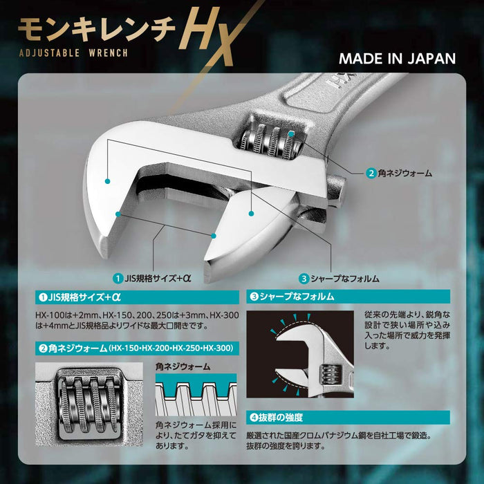Top Kogyo Monkey Wrench 0-32mm Forged Heat Treated HX-250-H Japan Made-Kiichin - The #1 Place for Japanese Goods in Your Hand!
