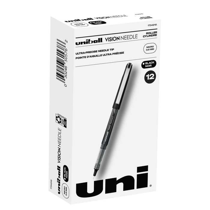 Mitsubishi Pencil Uni-Ball Needle Rollerball Pens Micro Point 0.5mm Black Pack of 12-Kiichin - The #1 Place for Japanese Goods in Your Hand!