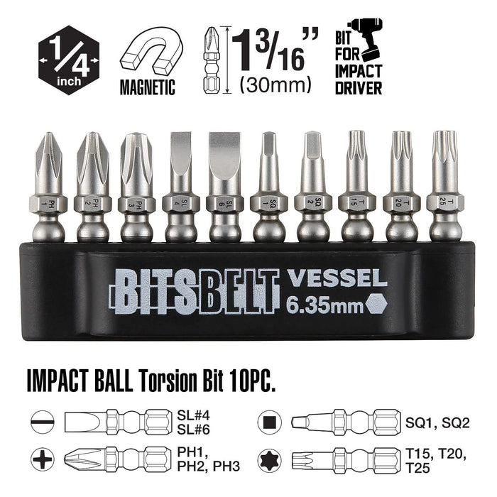 Vessel 10 Piece Ball Grip Ratchet Driver and Bit Set 2200Mbh120K01-Kiichin - The #1 Place for Japanese Goods in Your Hand!