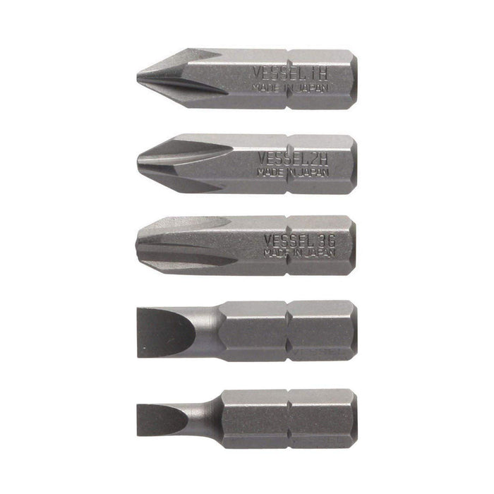 Vessel Driver Bit Set B33 with +1 +2 +3 -4 -6 Sizes and Holder-Kiichin - The #1 Place for Japanese Goods in Your Hand!