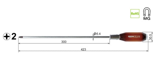 Vessel Heavy Duty Penetrating Driver with Long Wooden Handle +2x300 100-Kiichin - The #1 Place for Japanese Goods in Your Hand!