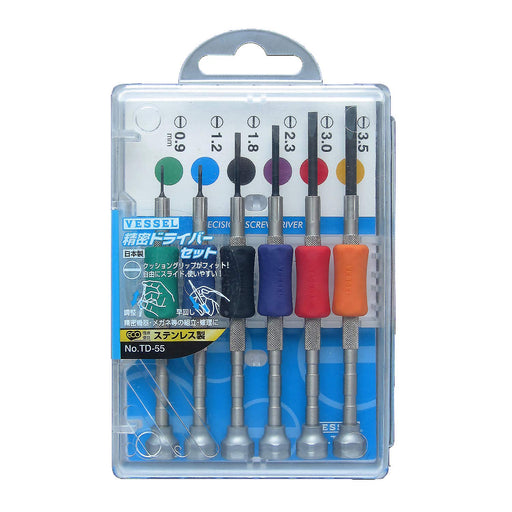 Vessel Precision Screwdriver Set TD-55 with 6 Different Sizes Included-Kiichin - The #1 Place for Japanese Goods in Your Hand!