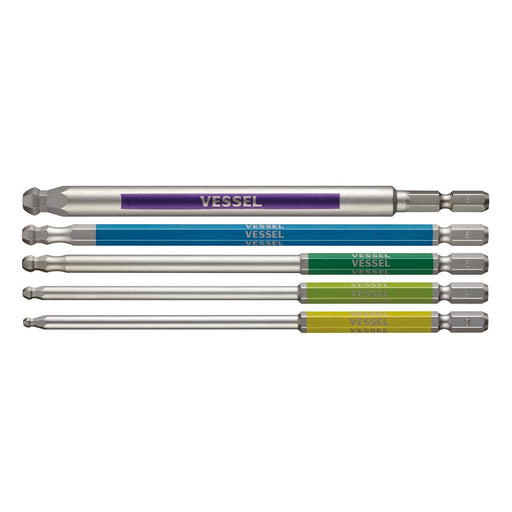 Vessel High-Quality 5-Piece Single Head Ball Point Bit Set 3-8x150 GS5P-36-Kiichin - The #1 Place for Japanese Goods in Your Hand!